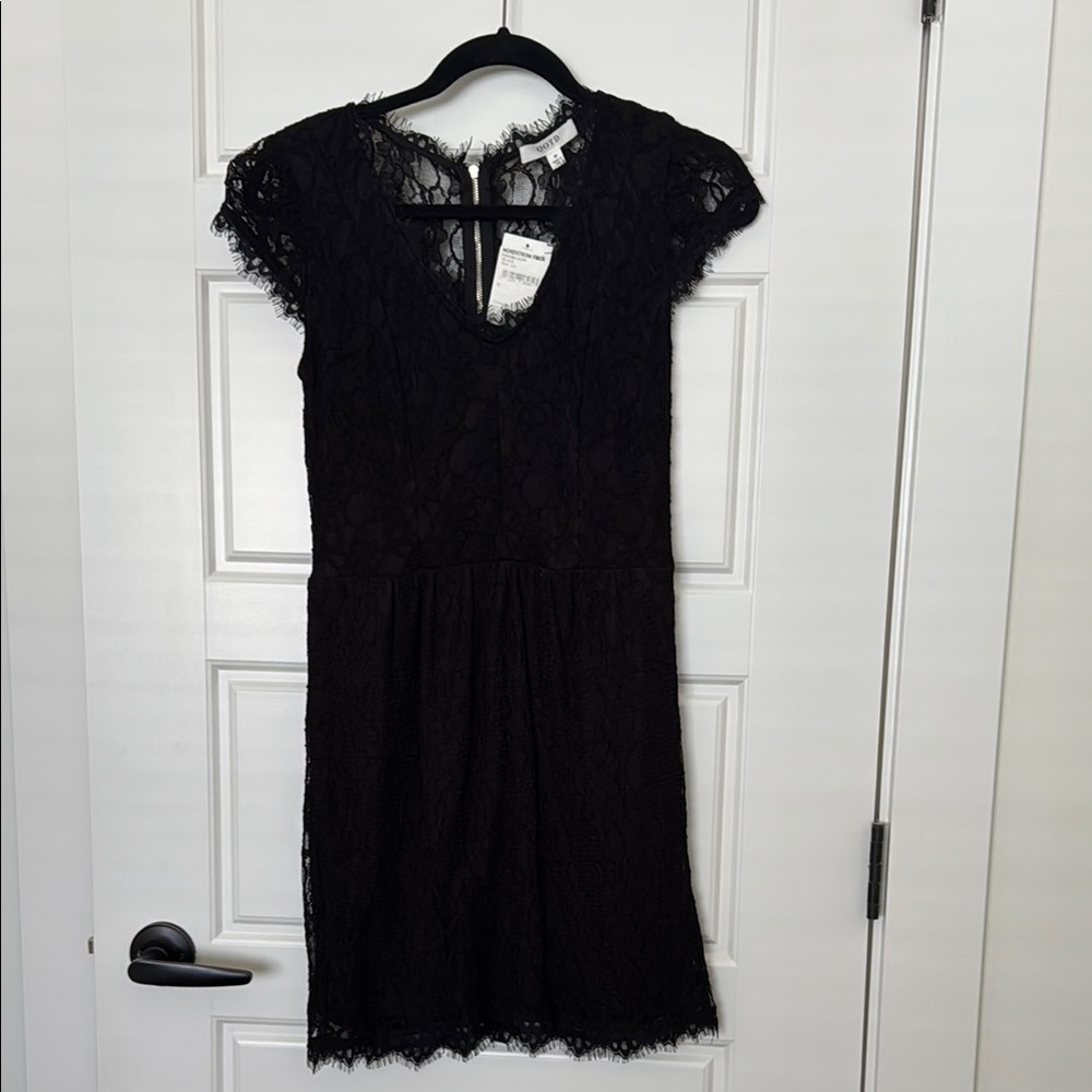 Black Mini Dress V-Neck Flutter Cap Sleeves